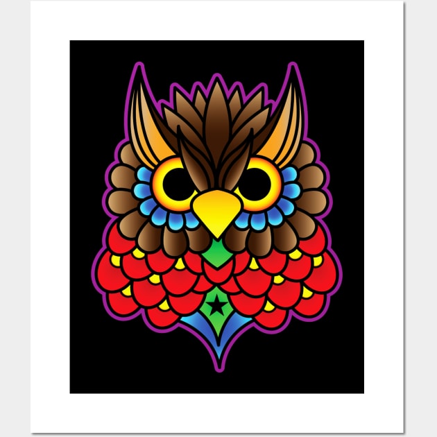 Owl Colorful Wall Art by OrneryDevilDesign